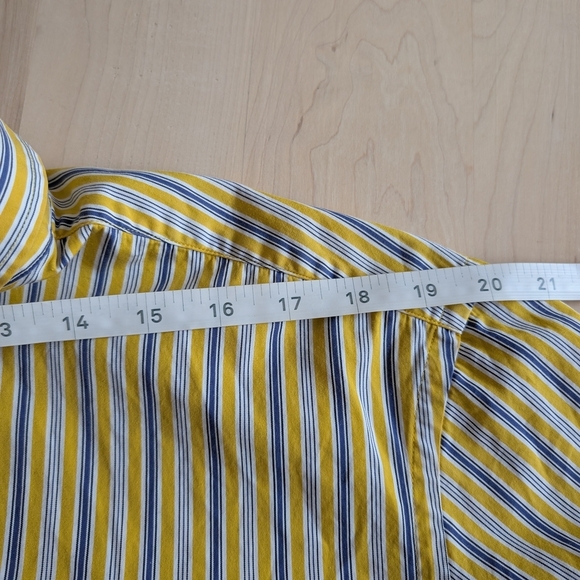 🎀🇨🇵EDEN PARK Paris Yellow and Blue Striped Casual Button Down Shirt - Picture 12 of 13